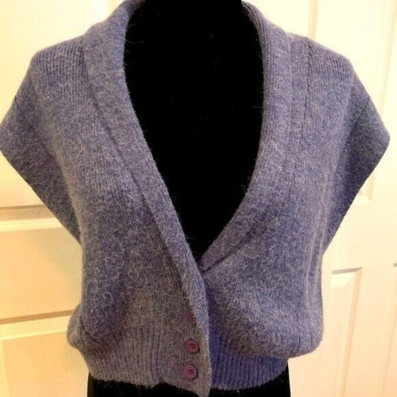 Vintage Sweater Vest lilac Womens Sz S Buttons Sleeveless Cardigan Acrylic '80s - Picture 1 of 8